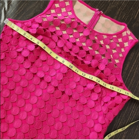 RALPH LAUREN LACE Sheath Mini DRESS Dots Pink Size 12 Mature - Picture 7 of 7